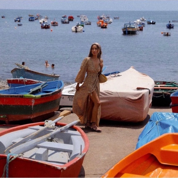 Billabong Nine Lives Animal Print V-Neck Maxi Wrap Dress - Picture 5 of 9